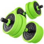 Conjunto de Halteres 20kg 4 em 1 Conjunto de Pesos com Kettlebell Barra de Pesos para Treino de Força em Casa Ginásio Verde