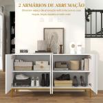 Aparador para Sala com 4 Portas, Prateleiras Ajustáveis e Pés Dourados 140x40x75 cm para Entrada ou Quarto, Branco