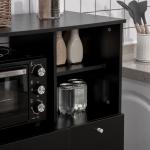 Aparador Auxiliar para Microondas Buffet de Cozinha com 2 Armários com Portas 1 Gaveta e Prateleiras 90x40x120 cm Preto