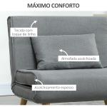 Poltrona 2 em 1 Sofá Cama Individual Dobrável com Encosto Ajustável e Almofada Carga 125 kg 90x78x79 cm Cinza