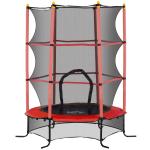 Trampolim para Crianças com Rede de Segurança e Estrutura de Aço para Interiores e Exteriores Carga 50 kg Ø163x190 cm Vermelho