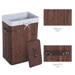 Cesto de Roupa de Bambu Dobrável Cesto para Roupa Suja 70L com Tampa e Bolsa Amovível 40x30x60 cm Bambu