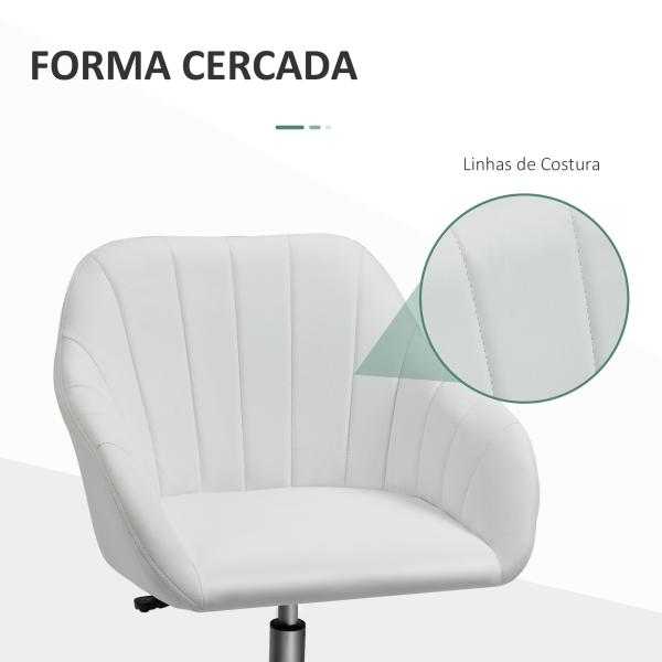 Cadeira de Escritório Operativa Giratória com Altura Ajustável Encosto e Apoio para os Braços 60x59x79 - 89cm Branco