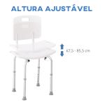 Cadeira para Duche Antiderrapante com Altura Ajustável em 8 Níveis Cadeira de Banho 50,6x43x71 - 88 cm Branco