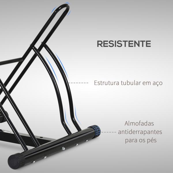 Suporte de Estacionamento Cruzado para 2 Bicicletas Aço Portátil 60x54x57 cm Preto