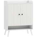 Sapateira de 2 Portas em Ripas Sapateira para Entrada com Prateleiras Ajustáveis Compartimento Aberto para 15 Pares de Sapatos 75x35x97 cm Branco