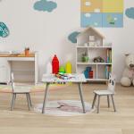 Conjunto de Mesa e Cadeiras para Crianças de 3 Peças Mesa Infantil com 2 Cadeiras Conjunto de Móveis para Atividades Cinza