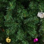 Árvore de Natal Artificial 150cm Ignífugo com 420 Ramos 48 Decorações Folhas de PVC e Suporte Metálico Verde