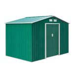 Abrigo de Jardim Exterior 4,83m² 277x195x192cm Abrigo e Jardim Metálico para Armazenamento de Ferramentas com Base Incluída e 4 Janelas Verde Escuro