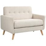 Sofá de 2 Lugares Estofado em Veludo Sofá de Sala de Estar Moderno com Apoio para os Braços e 114x71x82 cm Beige