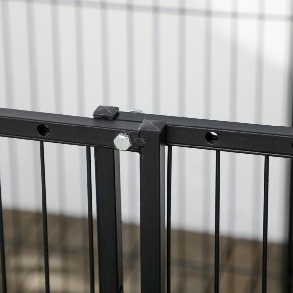 Parque para Cães de 6 Painéis com Largura Ajustável e Estrutura de Aço 82,5 - 150x79x81 cm Preto