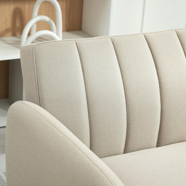 Sofá - cama de 2 Lugares em Linho Sintético com Encosto Ajustável e Braços Desmontáveis 173x75x73 cm Bege