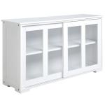 Aparador de Cozinha Moderno Móvel Auxiliar com 2 Portas de Correr de Vidro e Prateleira Ajustável 107x33x62,5 cm Branco