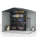 Abrigo de Jardim de 3,6 m² 236x174x190 cm para Armazenamento de Ferramentas com Portas de Correr e 4 Janelas de Ventilação Cinza