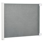 Barreira de Segurança para Cães Extensível Grade Retrátil para Animais de Estimação com Extensão Aço e Tecido de Textilene para Escadas e Portas 5,5 - 115x5,5x82,5cm Cinza