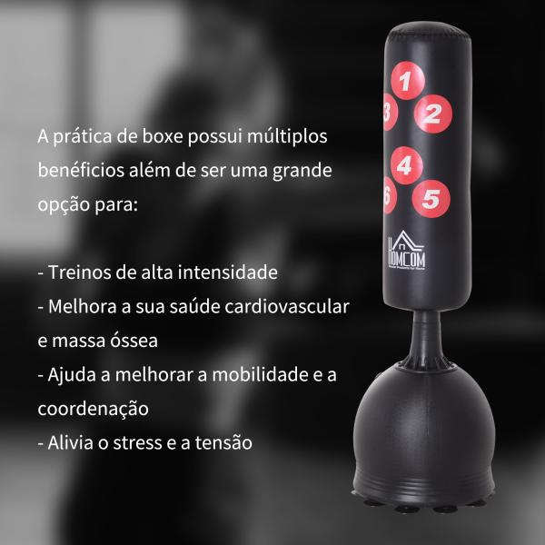 Saco de Boxe de Pé 165cm Sacos de Chão com Suporte para Preencher de Água ou Areia para Adultos e Crianças Preto