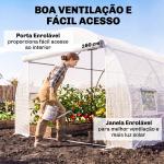 Cobertura de Estufa de Túnel 6x3x2m Cobertura de Substituição de Estufa com 12 Janelas e Portas Enroláveis Branco