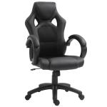 Cadeira de Escritório Ergonómica Cadeira de Escritório Giratória com Altura Ajustável Encosto Alto Estofado em Couro PU e Malha Transpirável 71x61x108 - 118cm Preto