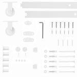 Ferragem para Porta de Correr Kit de Acessórios para Porta Corredeira com 2 Trilhos de Aço de Carbono 200x40x0,6 cm Branco