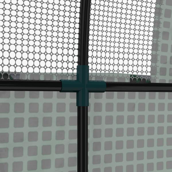 Estufa de Exterior com 2 Portas Enroláveis 2 Janelas em Rede Cobertura PE 135g/m² Anti - UV Cultivo e Plantas 180x180x200 cm Verde