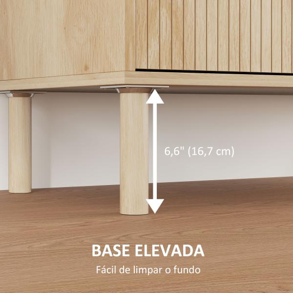 Aparador de Sala de Estar com Prateleira Ajustável Sistema Anti - Tombo e Pés de Madeira de Pinho 78x40x77,5 cm Carvalho