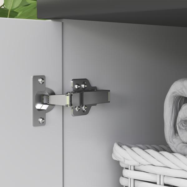 Móvel para Lavatório Pousar Móvel Casa de Banho com 2 Portas e Prateleira Ajustável para Lavatório com ou sem Pedestral 80x34x60 cm Branco Brilhante