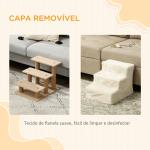 Escada para Cães de 3 Degraus com Capa Removível e Lavável Rampa para Cães para Cama Sofá 46x35x35 cm Bege