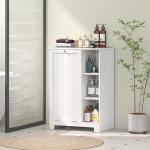 Móvel Casa de Banho com Cesto para Roupa Móvel Auxiliar Casa de Banho com Prateleiras Abertas e Cesta Amovível 60x38x86 cm Branco