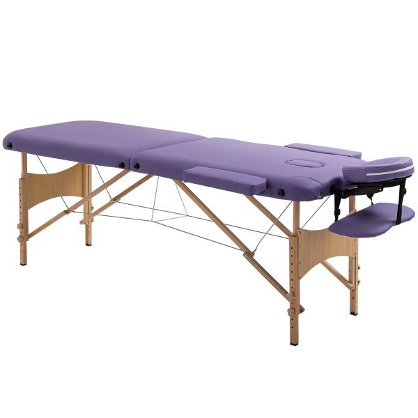 Marquesa de Massagem Dobrável Marquesa com Altura Ajustável 61 - 88 cm Desenho Ergonómico Fácil de Transportar 185x60 cm Roxo