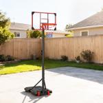 Tabela de Basquetebol com Altura Ajustável 178 - 208 cm Rodas Base Recarregável para Exterior 75x56x210 - 240 cm Vermelho e Preto
