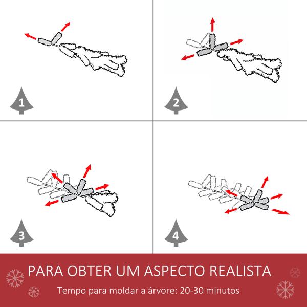 Árvore de Natal Artificial 180 cm Ignífugo com 618 Ramos 34 Bagas 30 Pinhas Folhas de PVC e Suporte Metálico Ø65x180cm Verde