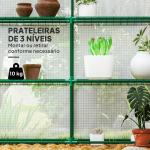 Estufa de Jardim de 3 Níveis com 12 Prateleiras Porta Enrolável Janelas Anti - UV Cobertura de PE 140x213x190 cm Branco