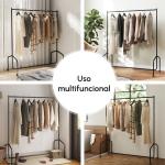 Charriot com Rodas 150x60x170 cm Organizador de Roupas com Rodas para Dormitório Entrada Corredor Preto