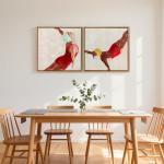 Pinturas em Tela de Figuras Dinâmicas à Mão 40x40 cm 2 Peças Pinturas de Arte de Parede Emolduradas Decoração Moderna Vermelho