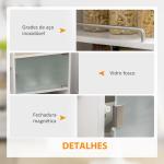 Carrinho de Cozinha com 1 Gaveta Porta de Vidro e Prateleiras Abertas Carrinho Auxiliar com Rodas 65x39x80cm Madeira