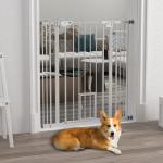 Barreira de Segurança para Cães com Porta Pequena Fechamento Automático e Sistema Duplo de Bloqueio 74 - 101x104,1 cm Branco