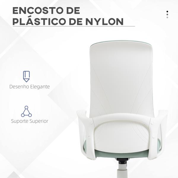 Cadeira de Escritório Ergonómica com Altura Ajustável Função de Inclinação e Encosto Alto 62x56x110 - 119,5 cm Verde