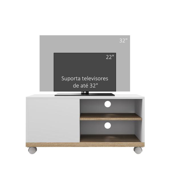 Móvel de TV Mesa de Sala de Estar Moderna de TV de 42 Polegadas com 4 Rodas 80x45x39,5 cm Branco