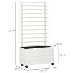 Floreira com Treliça de Madeira Maciça com 4 Rodas e Malha Geotêxtil para Cultivos de Plantas Flores 76x30x155 cm Branco