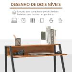 Secretária Mesa de Computador 84x45x85cm com Bancada de Madeira e Pés de Metal Estilo Moderno para Escritório Estúdio Dormitório Carga Máxima 20kg Nogueira e Preto