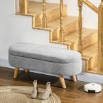 Banco para Pé de Cama Banco de Armazenamento com Pés de Madeira e Assento Acolchoado 110x40x43 cm Cinzento