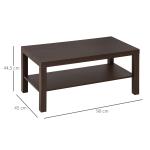 Mesa de Centro Mesa Auxiliar de 2 Níveis para Sala de Estar Escritório 90x45x45,5cm Nogueira