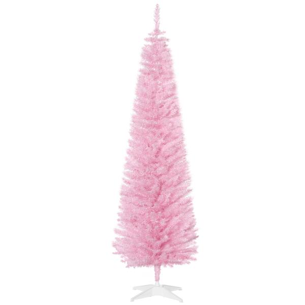 Árvore de Natal Artificial 180cm Ignífugo com 390 Ramos de PVC Decoração de Natal para Interiores Rosa