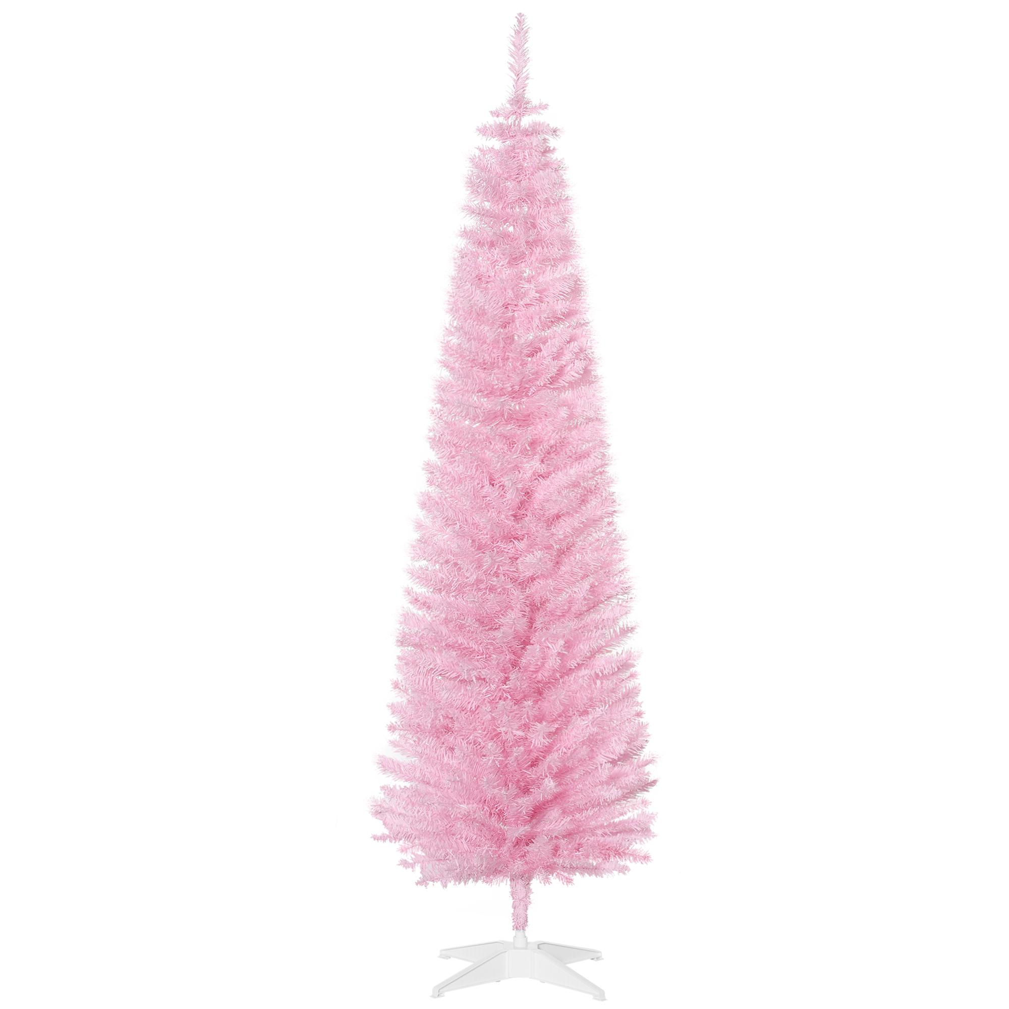 Árvore de Natal Artificial 180cm Ignífugo com 390 Ramos de PVC Decoração de Natal para Interiores Rosa