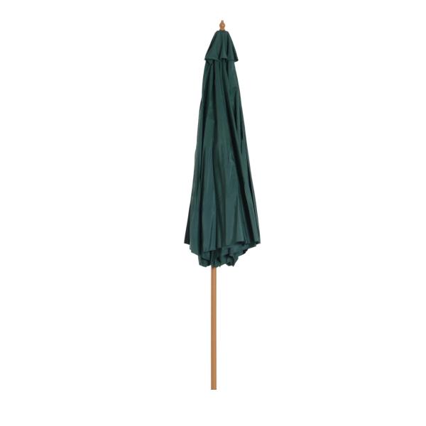 Chapéu de Sol Ø300x250cm Chapéu de Sol com Mastro de Madeira com 8 Hastes Sistema de Polia com Fixação Verde