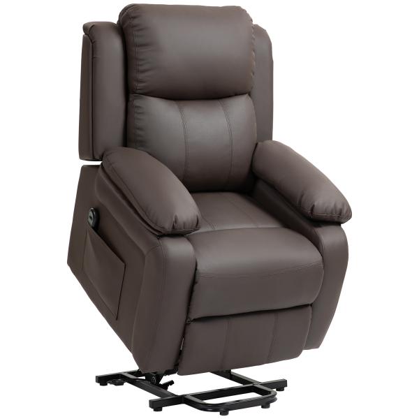 Poltrona Relax Levanta Pessoas com Controle Remoto Reclinação Elétrica de 160° Apoio para os Pés 76x90x105 cm Castanho Escuro