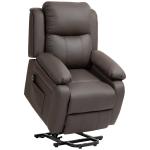 Poltrona Relax Levanta Pessoas com Controle Remoto Reclinação Elétrica de 160° Apoio para os Pés 76x90x105 cm Castanho Escuro