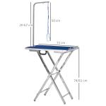 Mesa de Tosquia para Cães com Bancada Antiderrapante Alça e Braço com Altura Ajustável 72x45x74 - 81 cm Azul