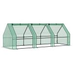 Estufa de Jardim Terraço 270x90x90 cm Tipo Casa Tubo de Aço com 3 Janelas Estufa Pequena para Cultivo de Plantas Verde