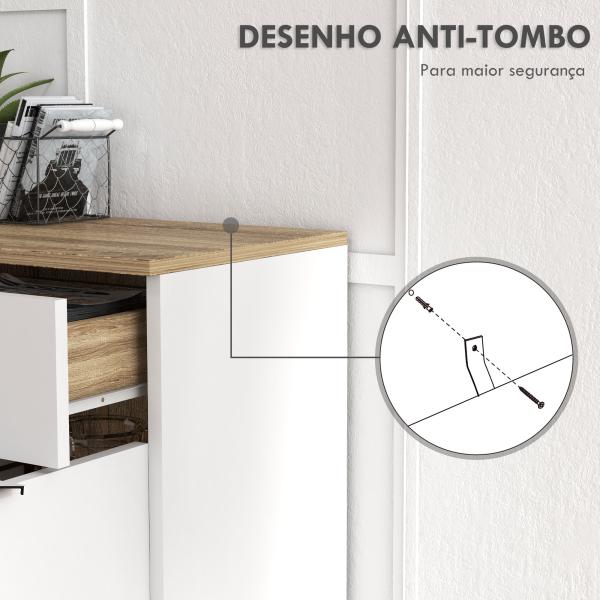 Aparador Branco para Sala de Estar com 1 Gaveta 2 Portas de Fechamento Suave e Prateleiras Ajustáveis 95x35x85 cm Madeira